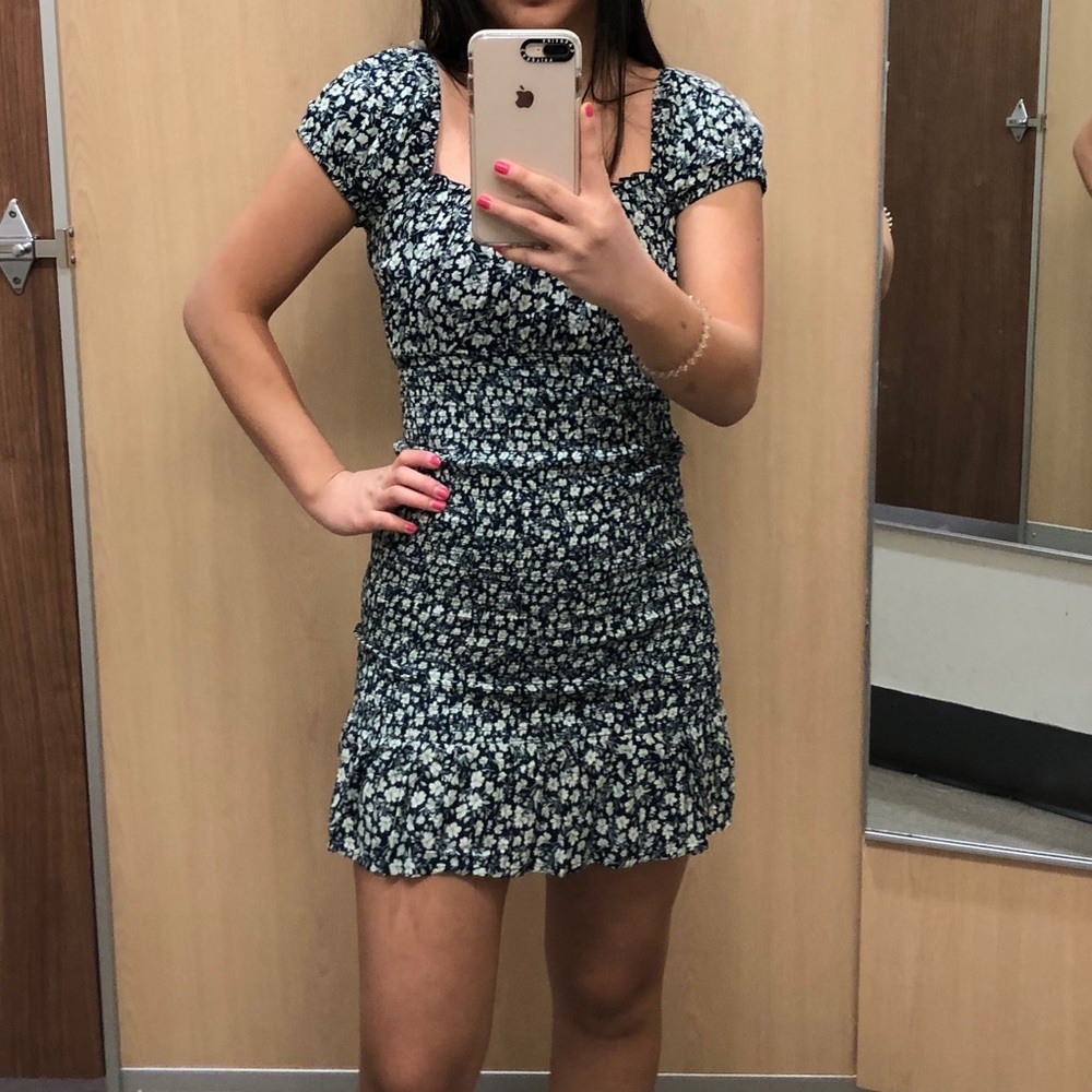 Square Neck Floral Mini Dress